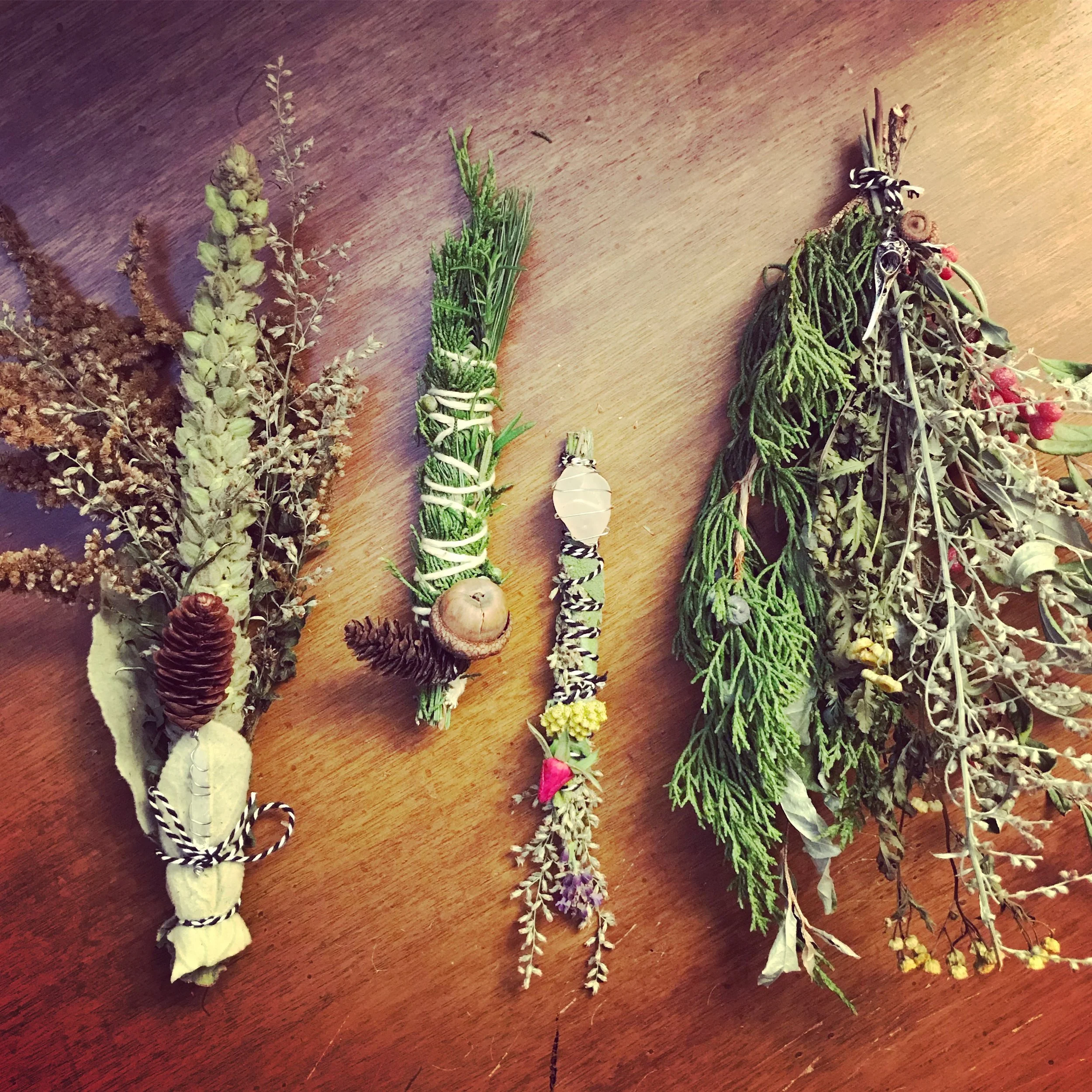 Locally Foraged and Handmade Herbal Smudges and Bouquets