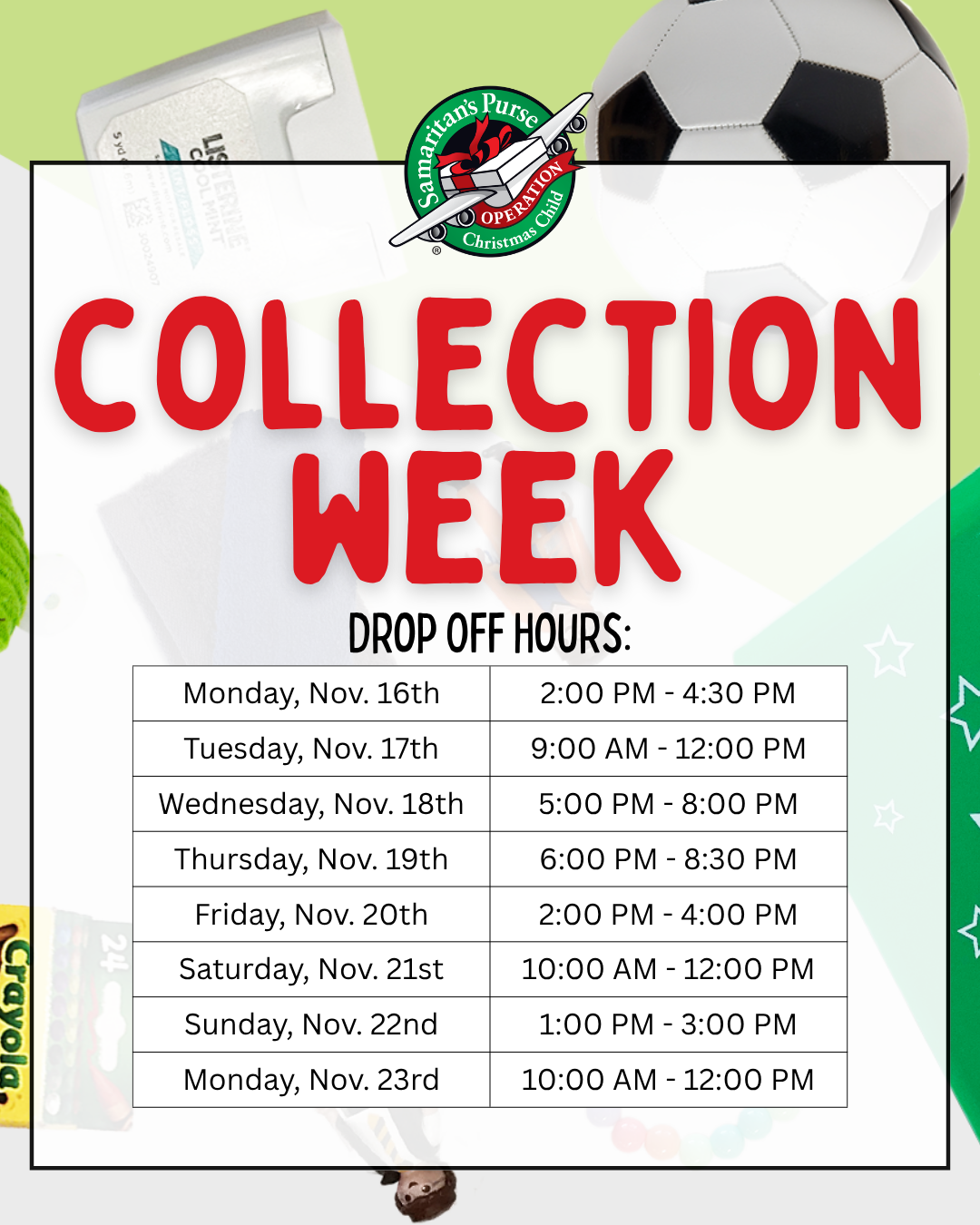 Operation Christmas Child: Collection Week