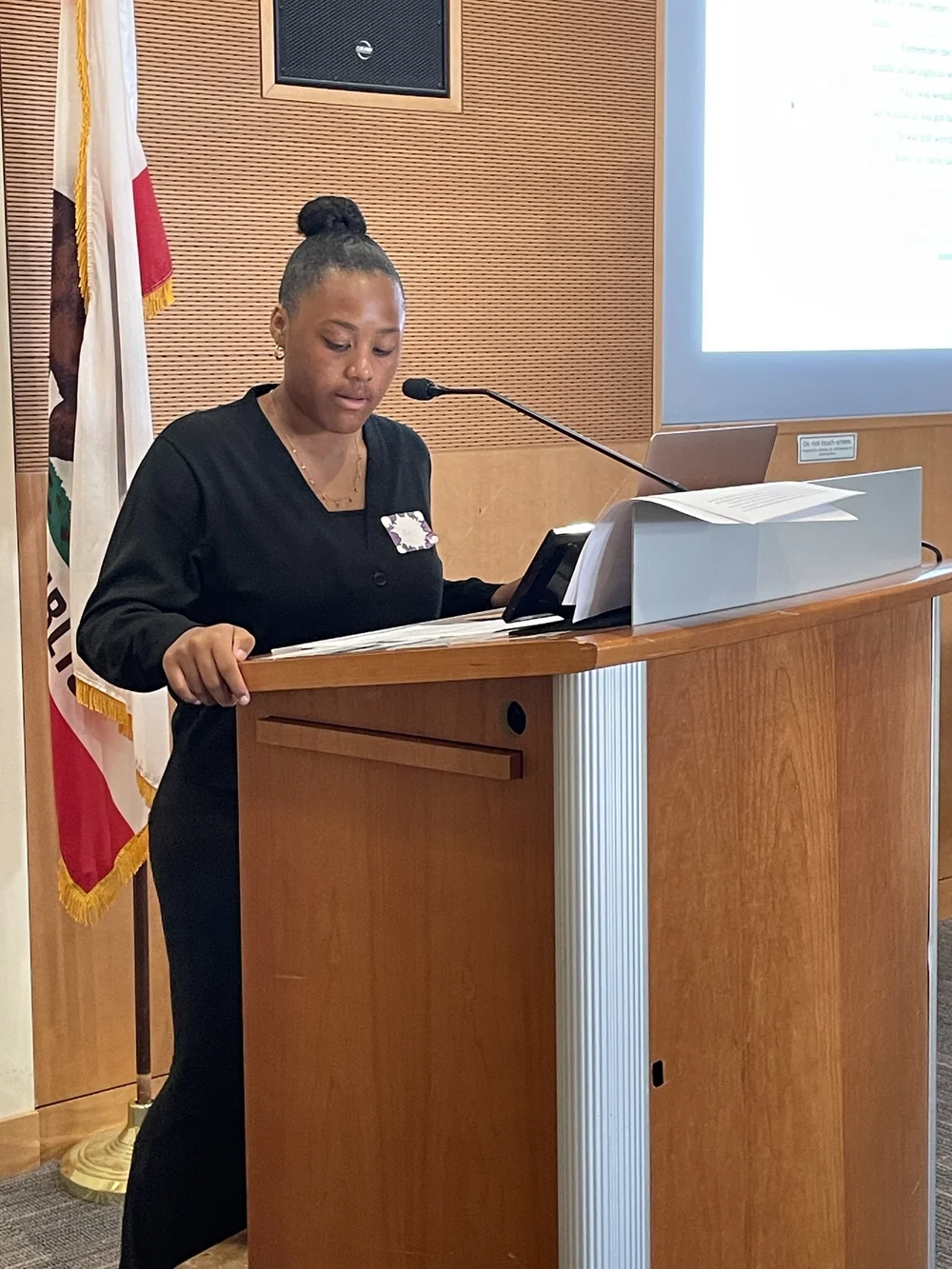 Zoe reading an excerpt of Farewell at San Mateo Public Library in October