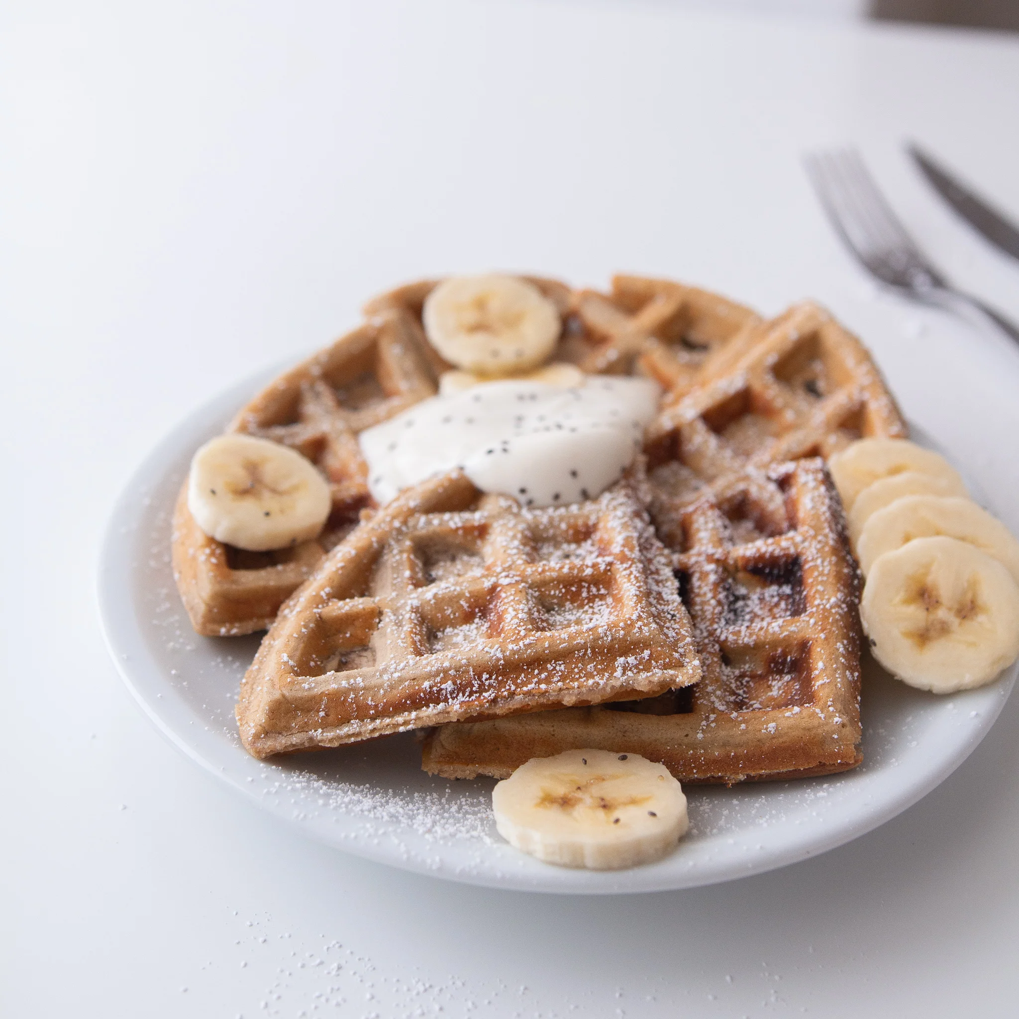 Banana and Peanut Butter Waffles