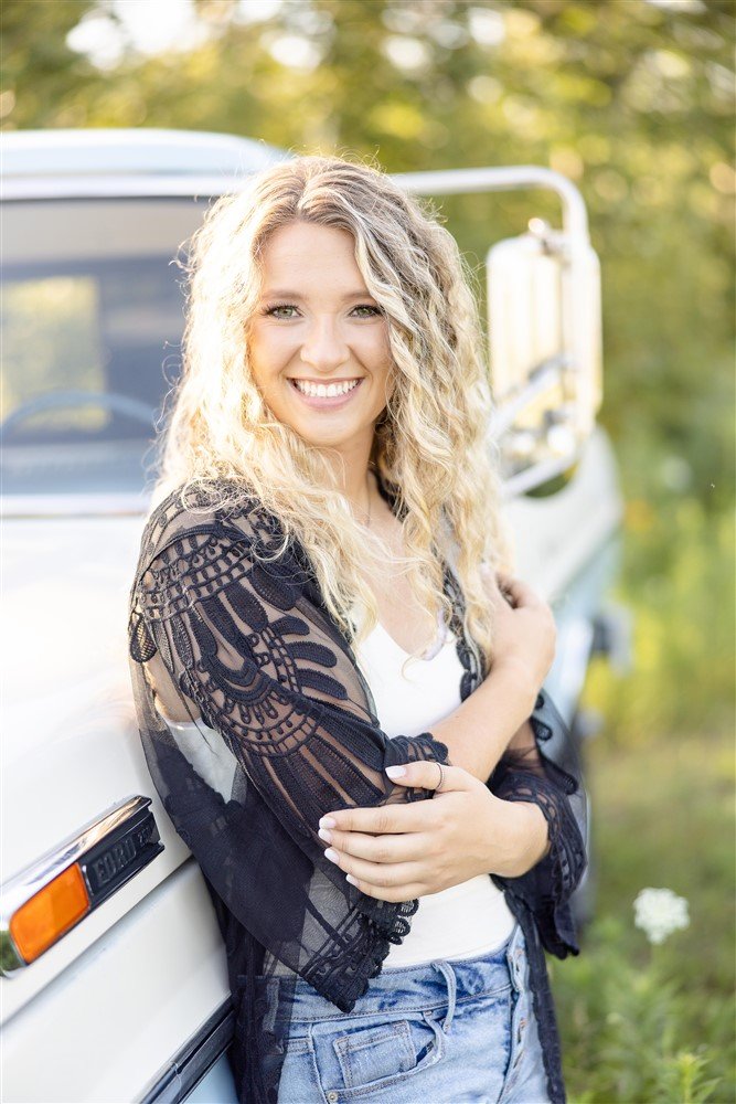 Senior Photos with old Ford Truck in wisconsin