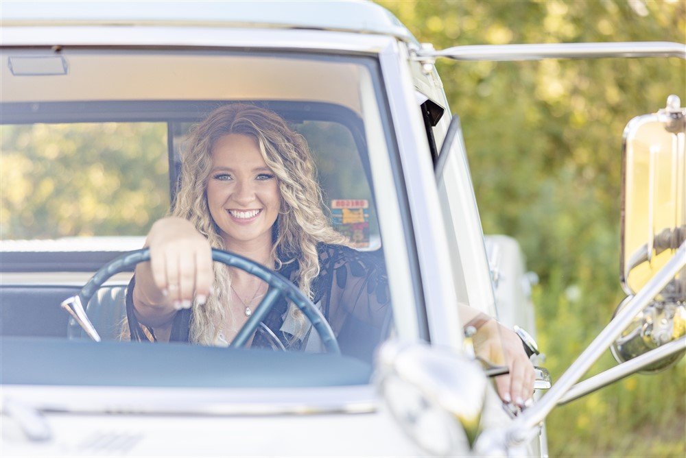 Senior Photos with old Ford Truck in wisconsin