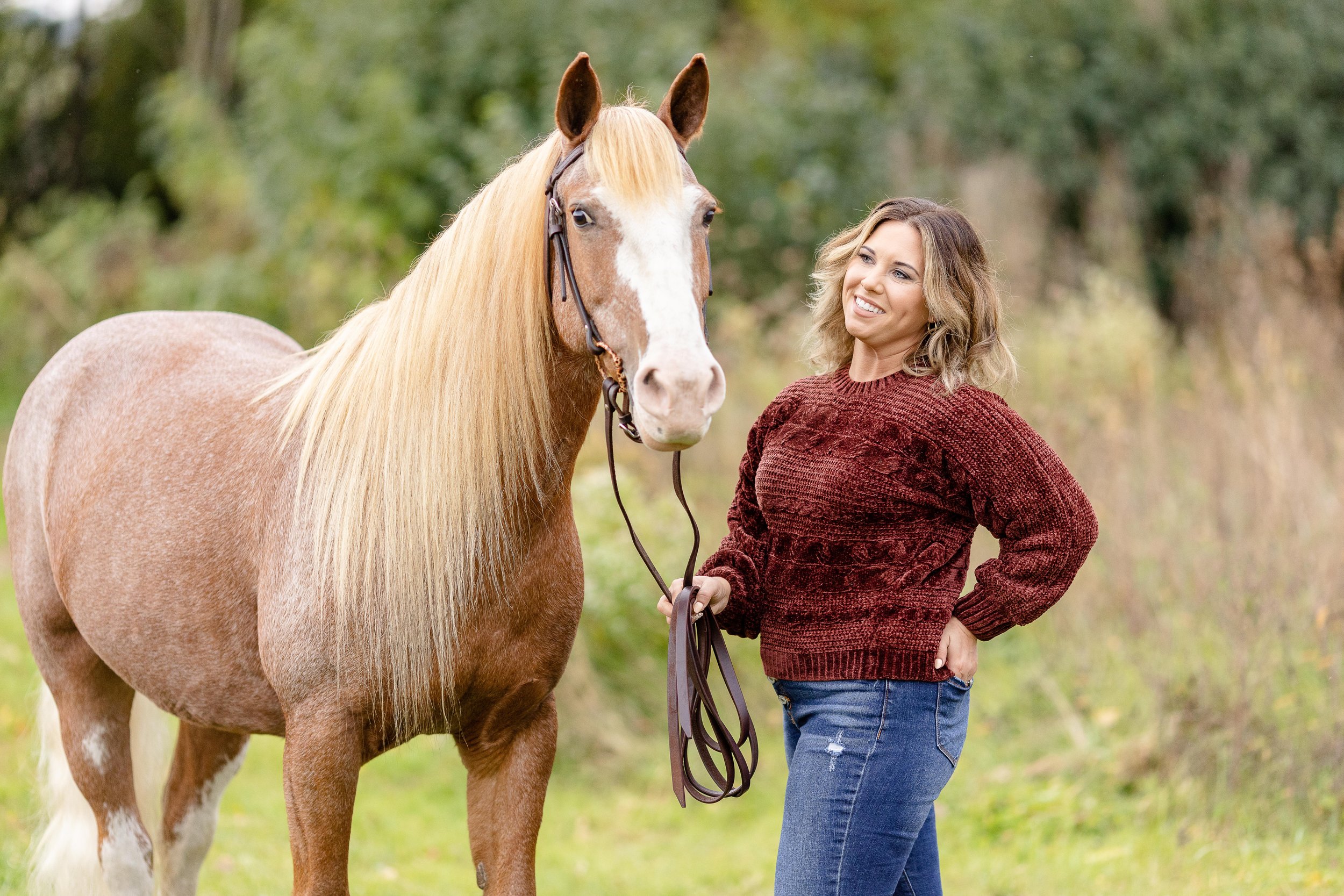 Horse &amp; Rider Photoshoot with a mustang mare in Poynette, WI