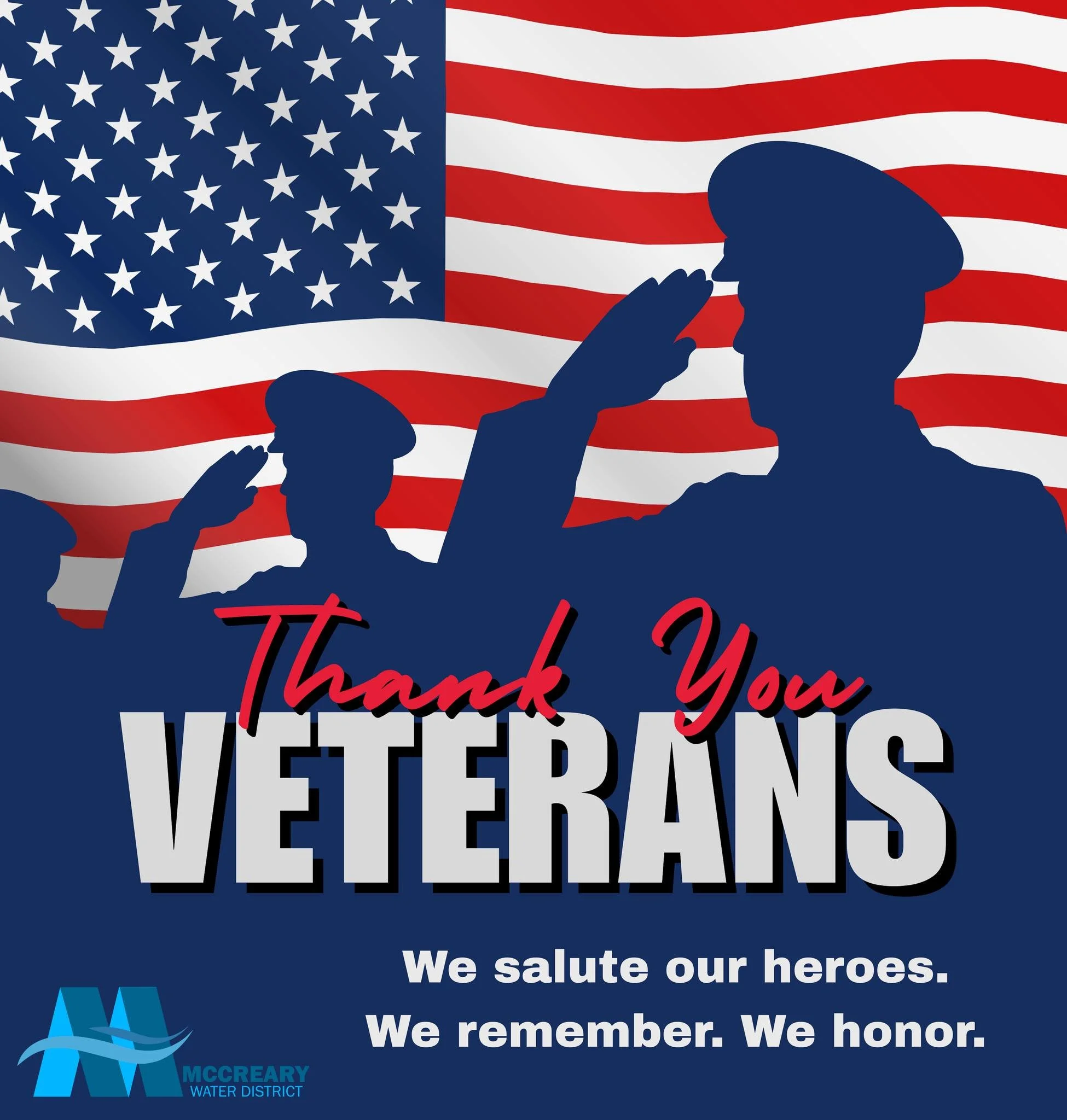 The office will be closed tomorrow, Tuesday, November 11th, 2025 for Veterans Day. You may still pay your bill:

- online at mccrearywater.com
- over the phone by calling 1-(844)-475-1345
- drop box located before the drive-thru at the office
- mail 