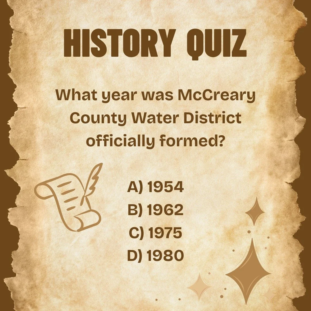 Let&rsquo;s test your local history knowledge! 🕰️

Drop your answer below! 👇

We&rsquo;ll share the correct answer later today. 💙

#TBT #CommunityTrivia #McCrearyCountyWater #LocalHistory