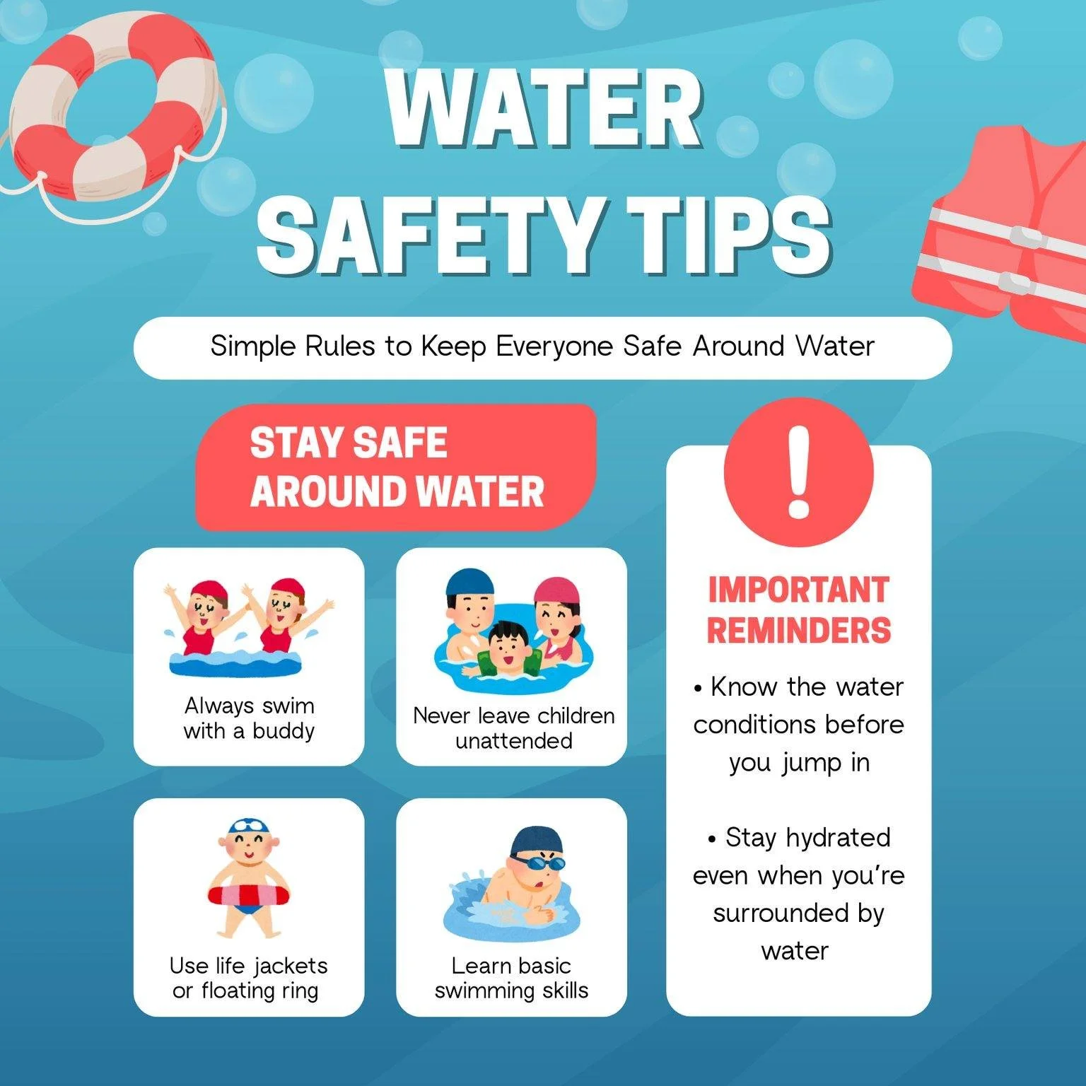 ⭐ Tip Tuesday ⭐

As the weather warms up and we spend more time outside, it&rsquo;s important to keep water safety in mind at anybody of water.

Summer fun and safety go hand in hand. A little preparation goes a long way toward preventing emergencies