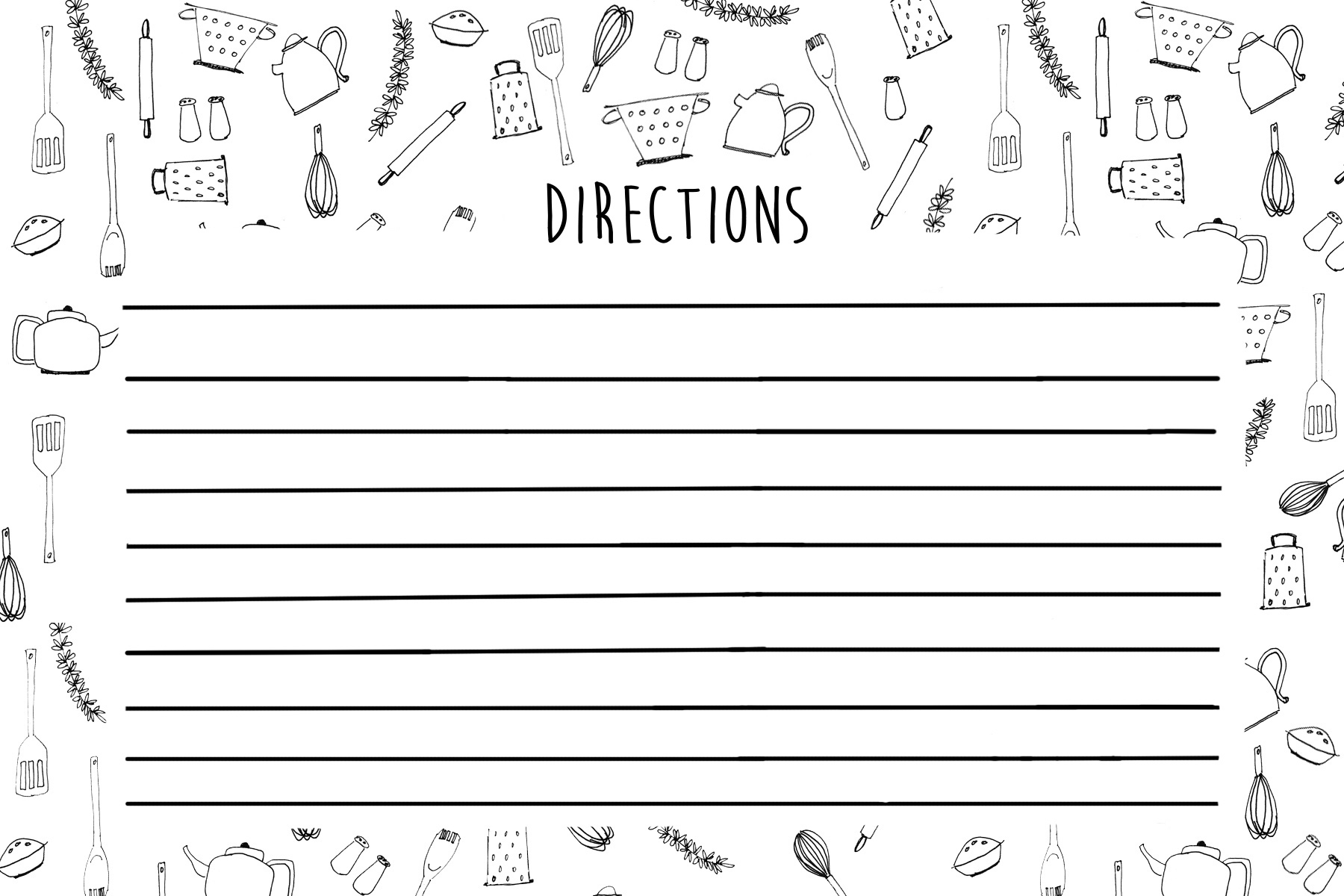 kitchen utensil recipe cards