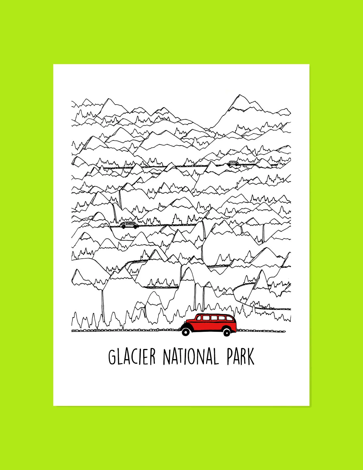 Jammer & Mountains Sticker - Glacier National Park