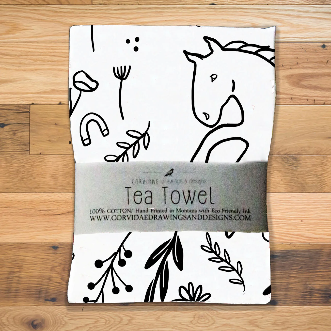 Horse design Tea towel