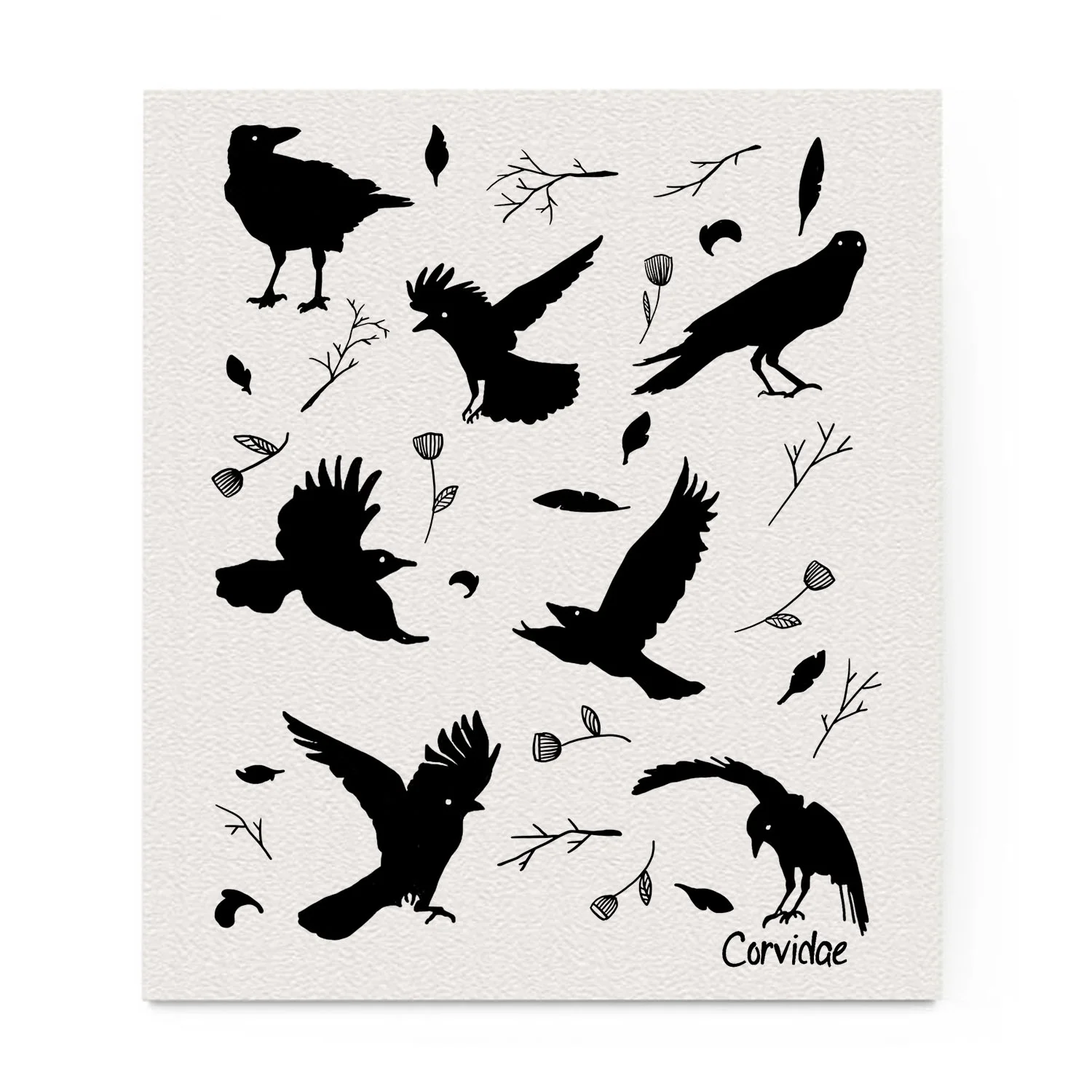 Crows + Flowers Compostable Swedish Dishcloth