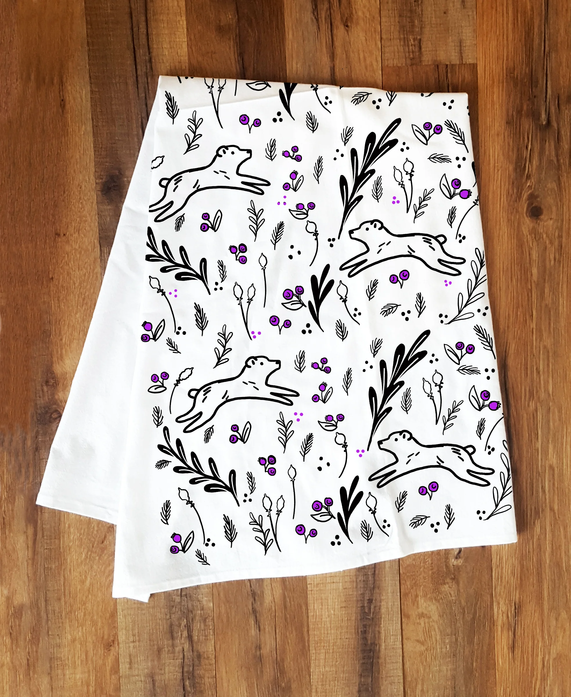 Bears &amp; Huckleberries Tea Towel