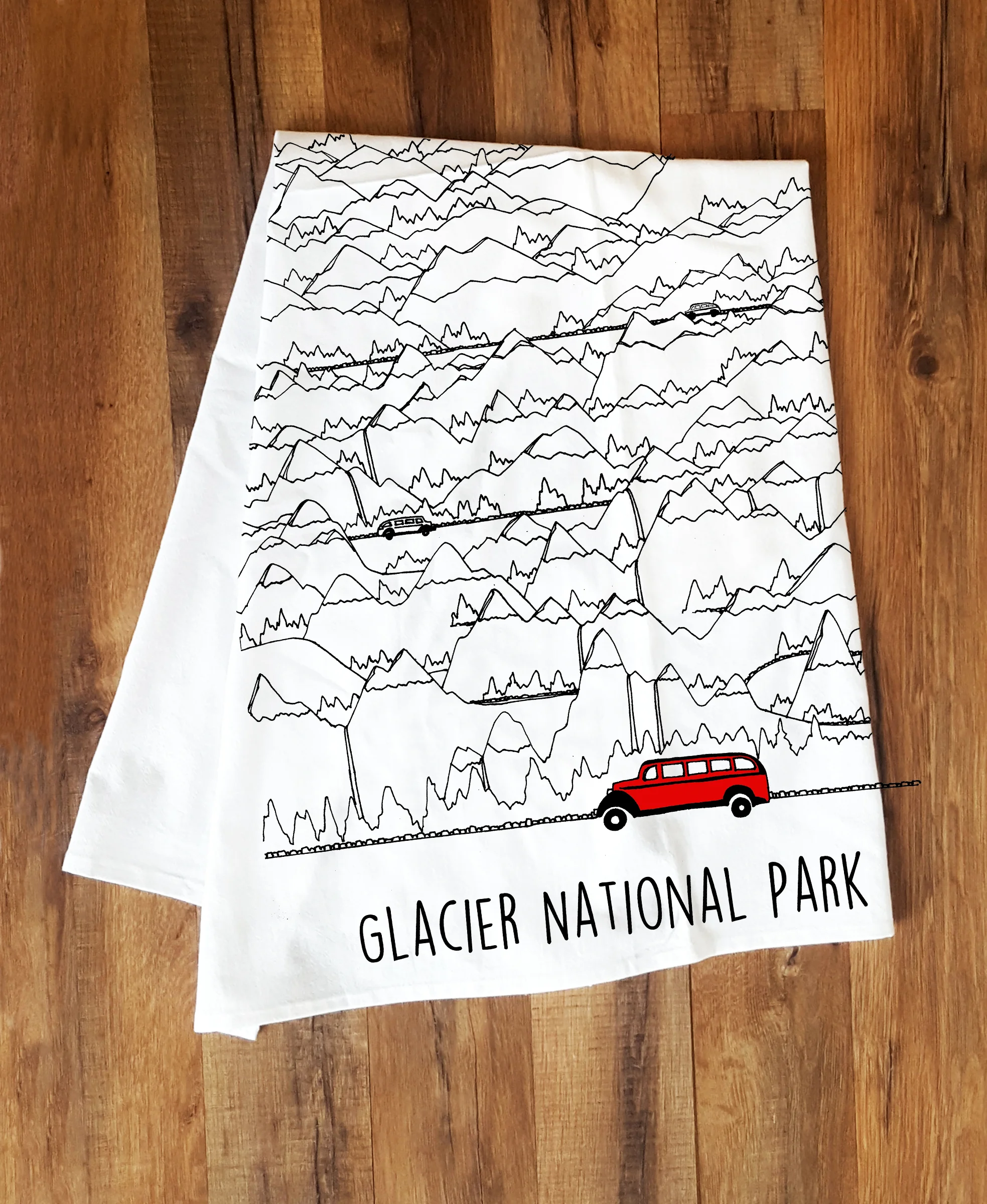 Jammer & Mountains Tea Towel (Glacier National Park)