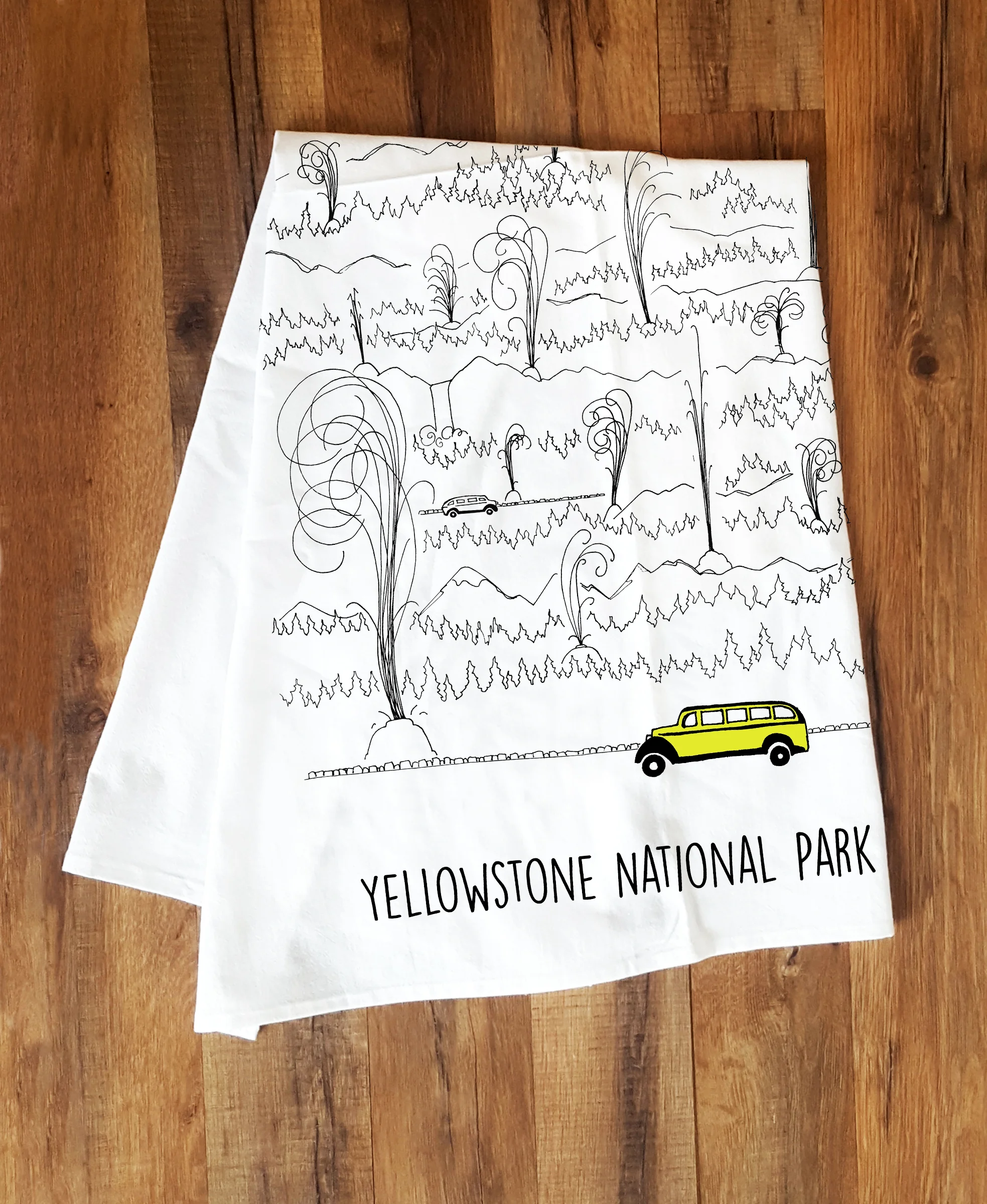 Jammer & Geysers Tea Towel (Yellowstone National Park)