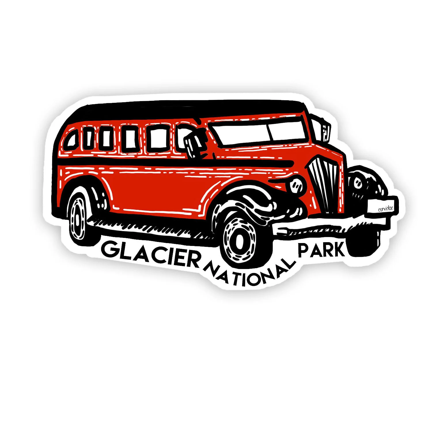 Glacier National Park Red Bus Sticker
