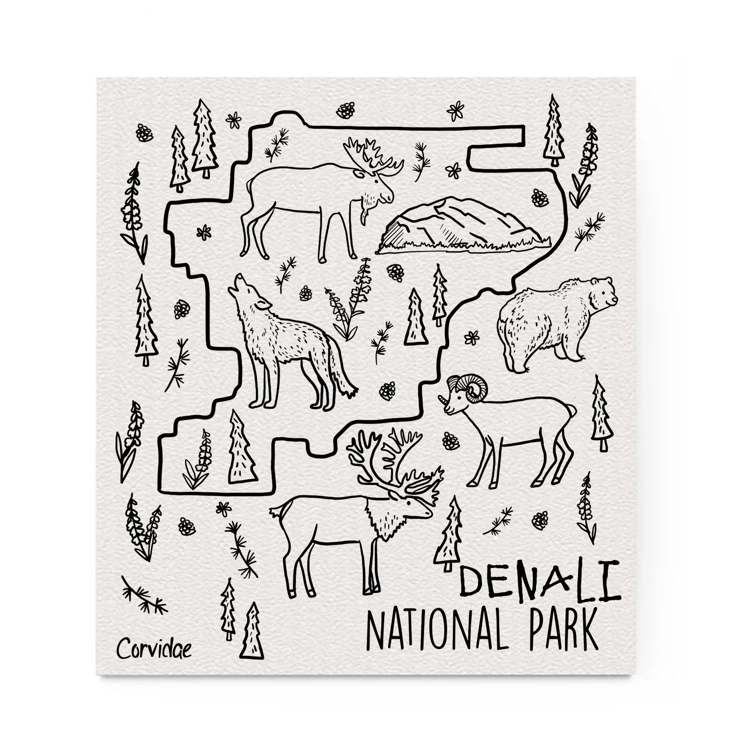 Denali Park Wildlife Dishcloth
