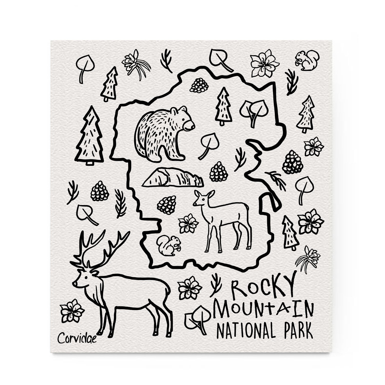 Rocky Mountain Park Wildlife Dishcloth