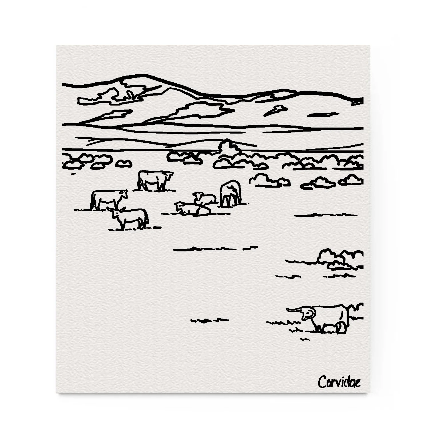 Grazing Cattle Swedish Dishcloth