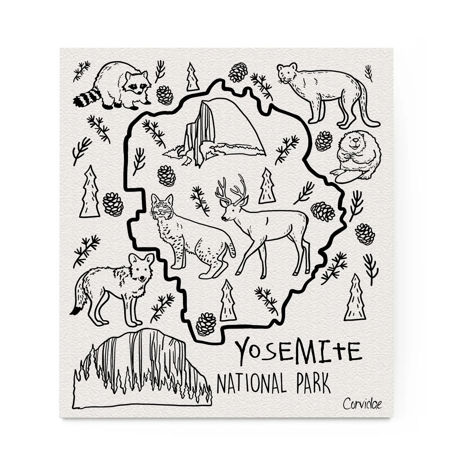 Yosemite Park Wildlife Swedish Dishcloth