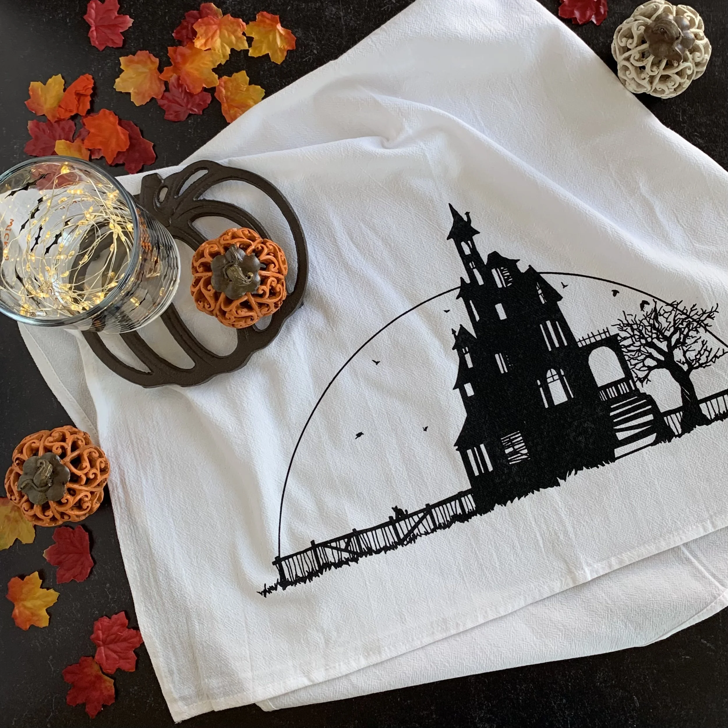 Haunted House Tea Towel
