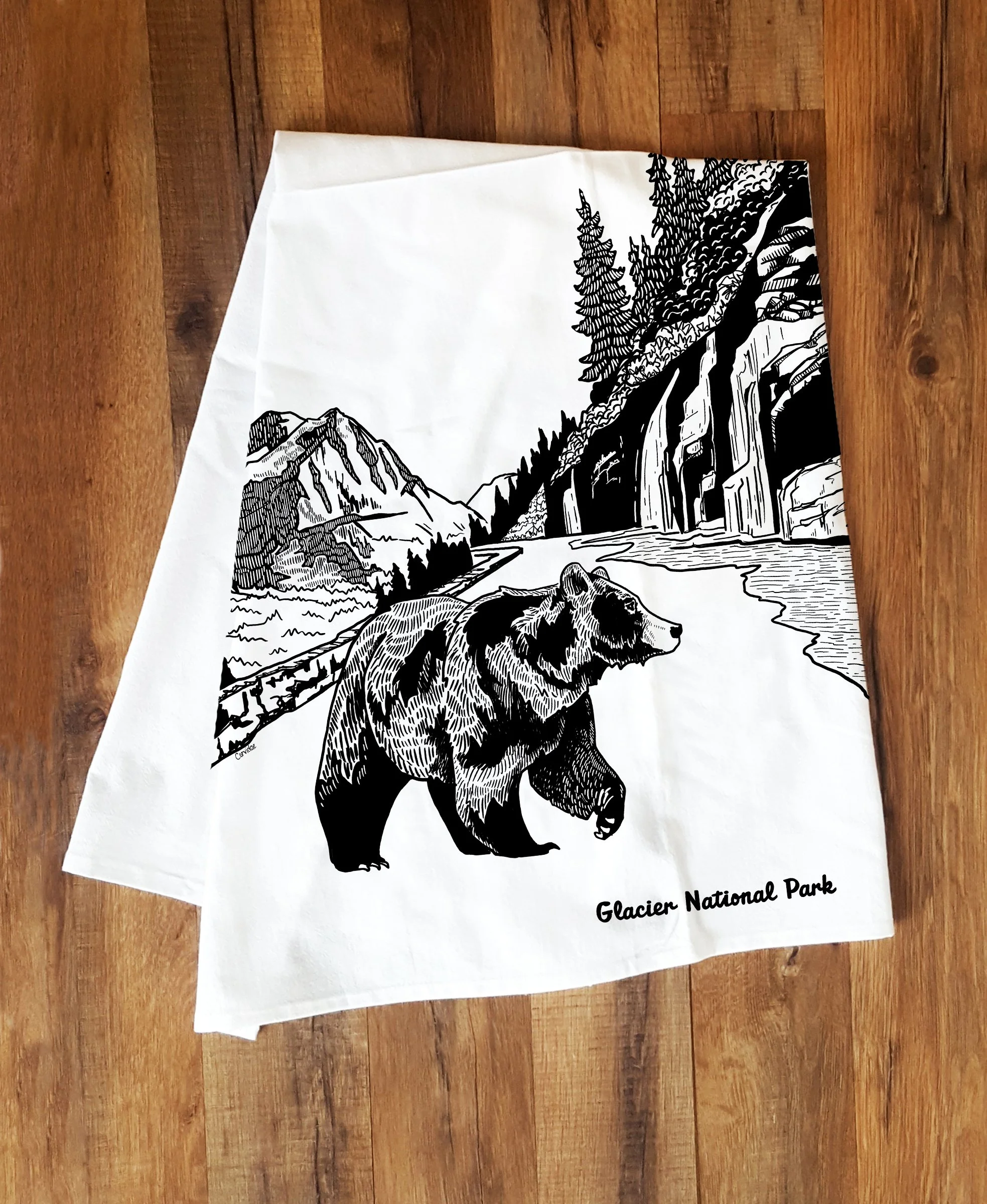 Weeping Wall Grizzly Kitchen Tea Towel