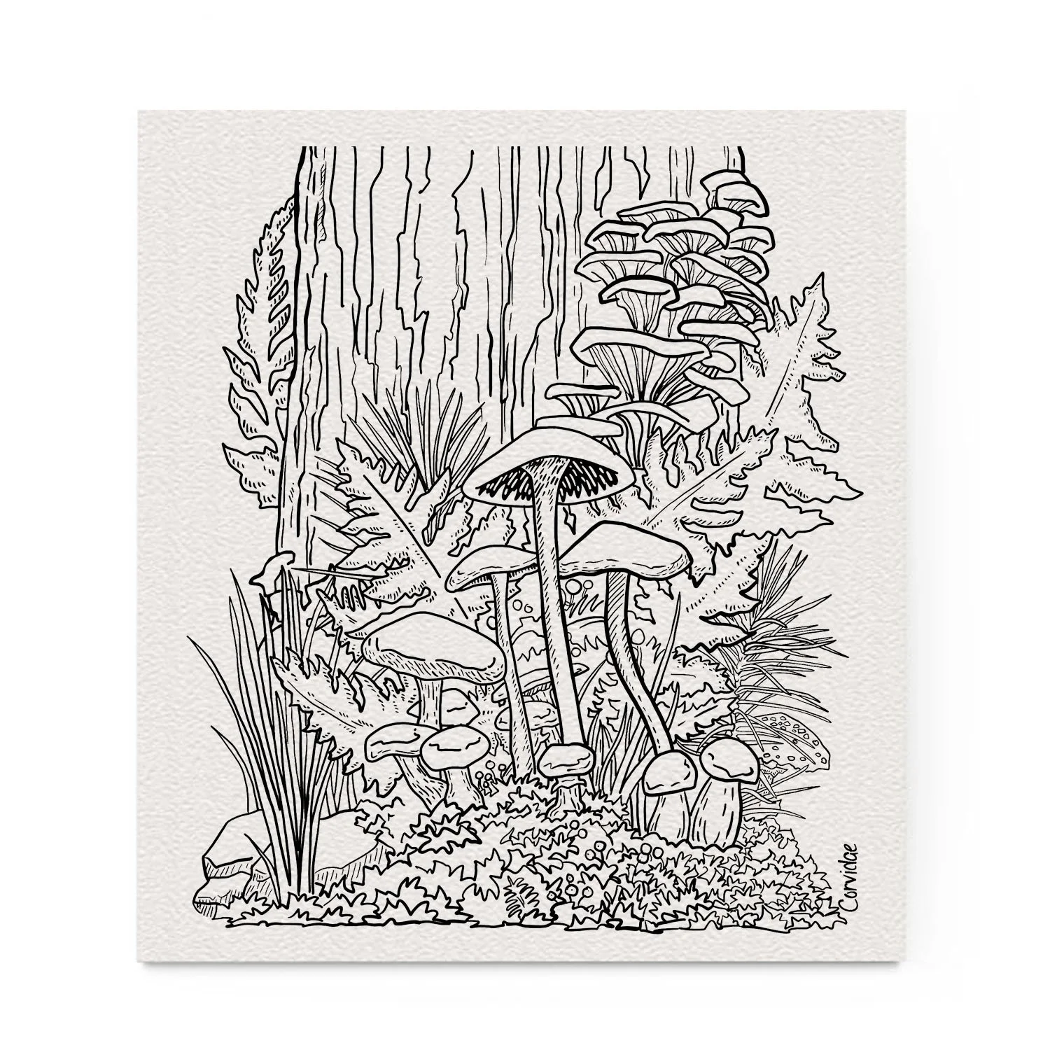 Forest Mushroom Swedish Dishcloth