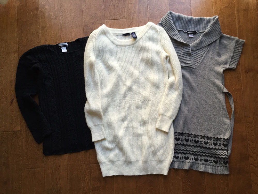 STEP 2: Cut the sweater right under the arm hole, leaving just a tube.