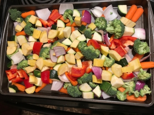 Shoot for all different color veggies.