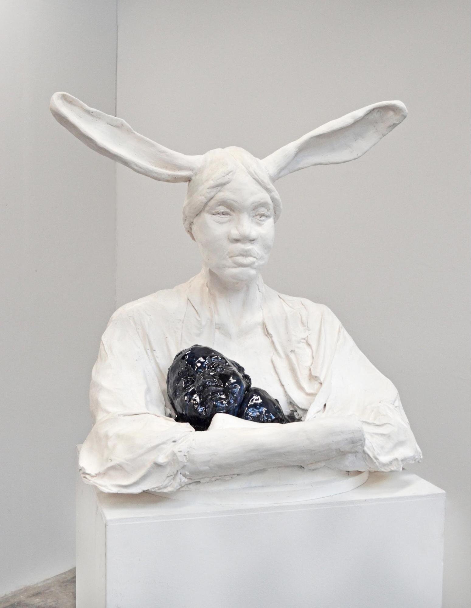    Sis’er Rabbit with Tar Baby   (2019) plaster, pigment, molding plastic , 24 x 24 x 12 in. 