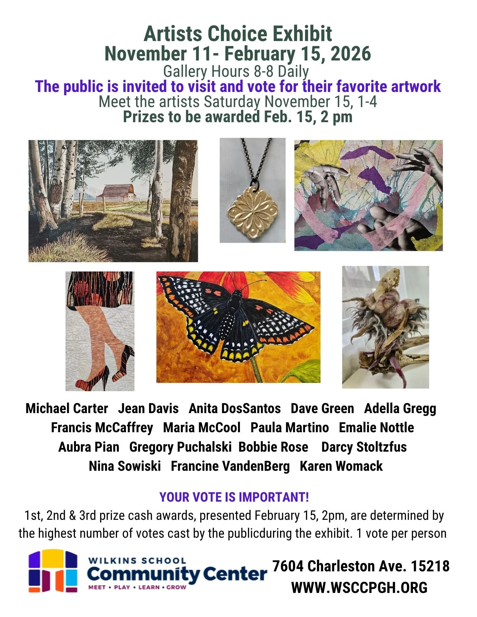 Bobbie Rose featured in Artist Choice Exhibit at Wilkins School Community Center