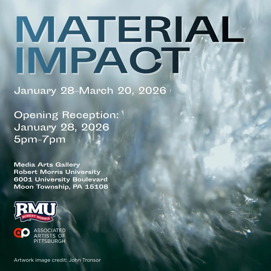 Join us Wednesday, January 28th, from 5-7pm for the opening of &ldquo;Material Impact&rdquo; at Media Arts Gallery at Robert Morris University! Curated by Andrew Ames and Christine Holtz, the exhibition will be on view until March 20th. 

Click the l