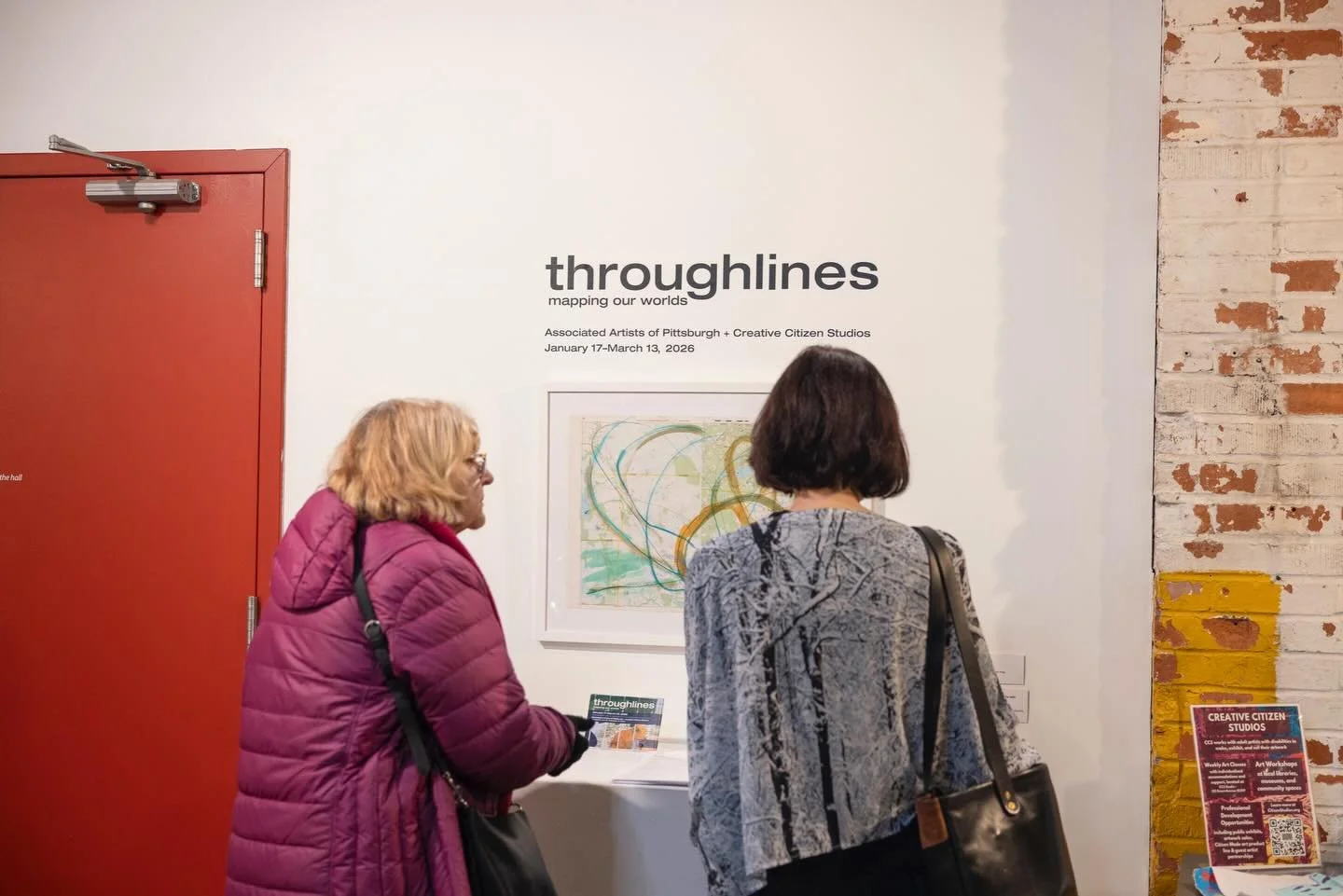 Our Exhibition Space is closed 1/29-1/30, but here is a look back at the Opening Reception of &ldquo;throughlines: mapping our worlds.&rdquo; Thank you to everyone that visited! If you missed it, no worries! The show will be up through March 13th and