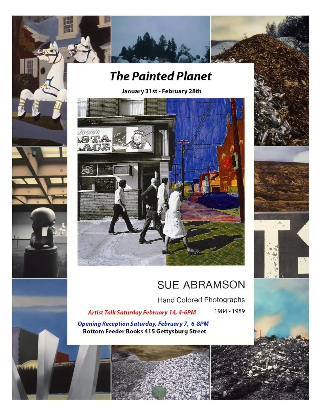 'The Painted Planet,' a solo exhibition by Sue Abramson, opening reception February 7th at Bottom. Fedder Books