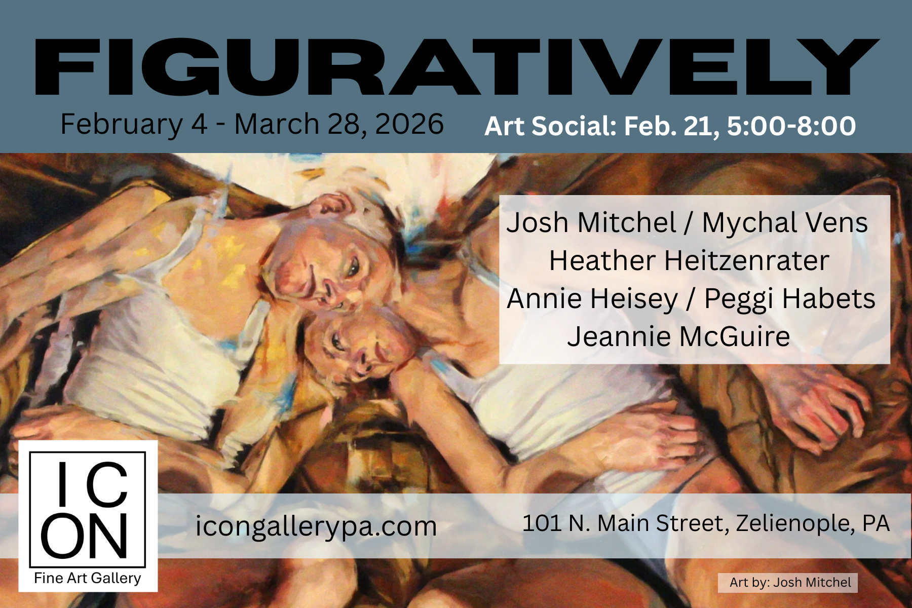 "FIGURATIVELY" Art Social/Reception at ICON Fine Art Gallery happening February 21st