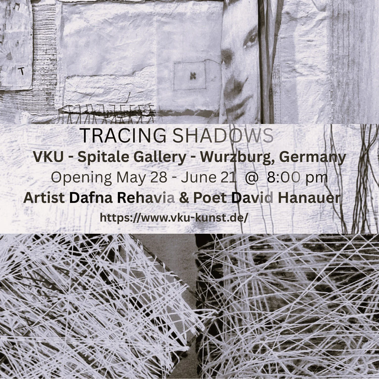 'Tracing Shadows,' an exhibition of Artist Dafna Rehavia and Poet David Hanauer, opens in Wurzburg, Germany 