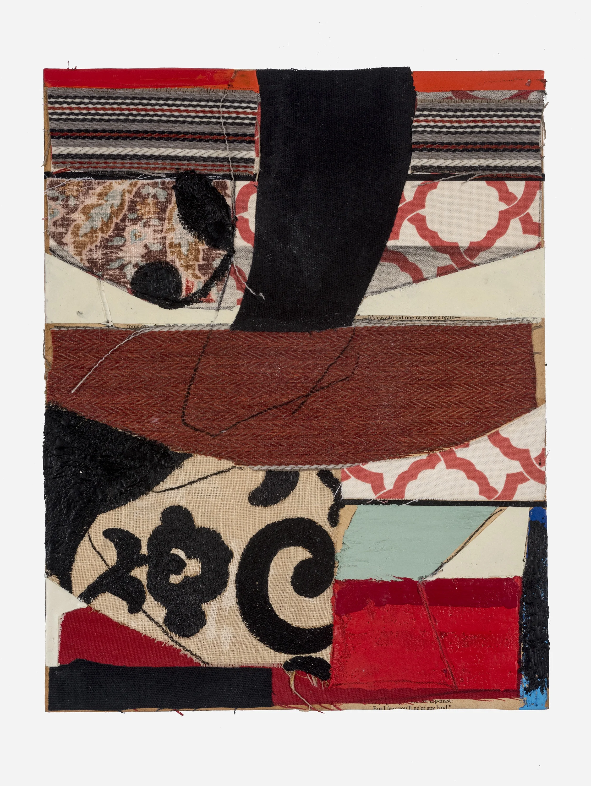"Senor #2", 2017, encaustic, oil stick and collage on board, 11" x 14"