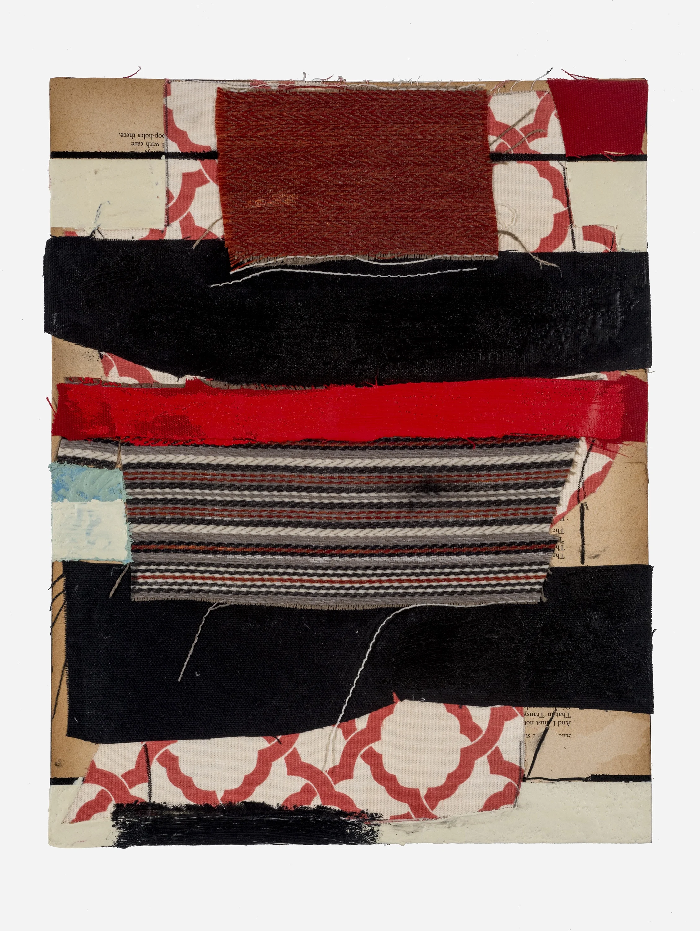 "Senor #4", 2017, encaustic, enamel, oil stick and collage on board, 11" x 14"