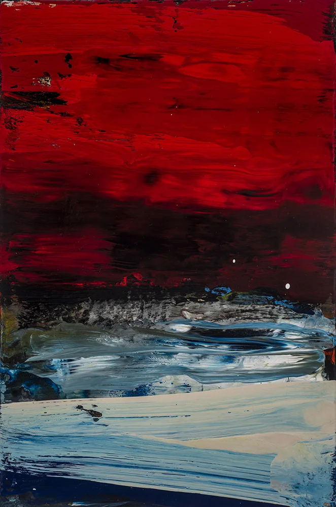"SoCo #5", 2018, encaustic and collage on board, 8" x 12"