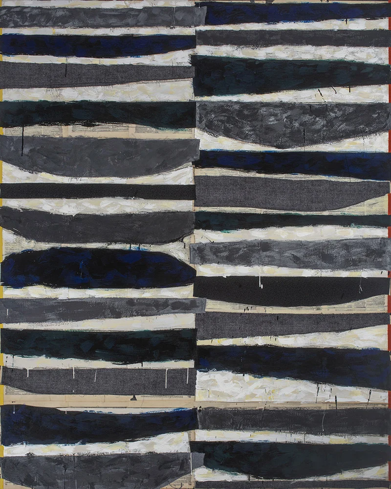 "The Interloper", 2018, encaustic and collage on board, 48" x 60"