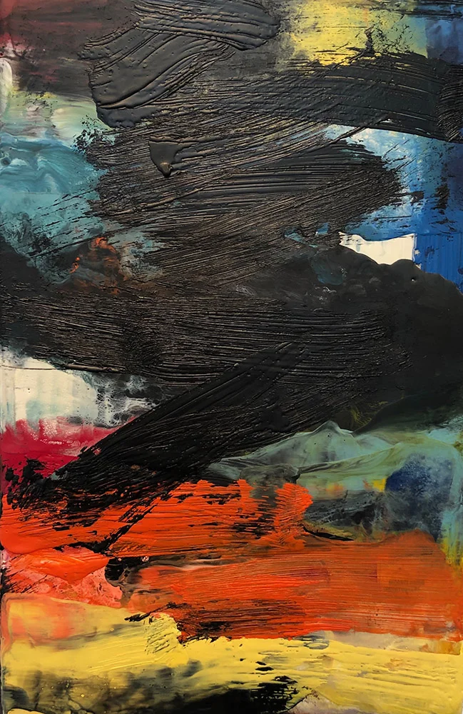 "So Co #10", 2018, encaustic an collage on board, 8" x 12"