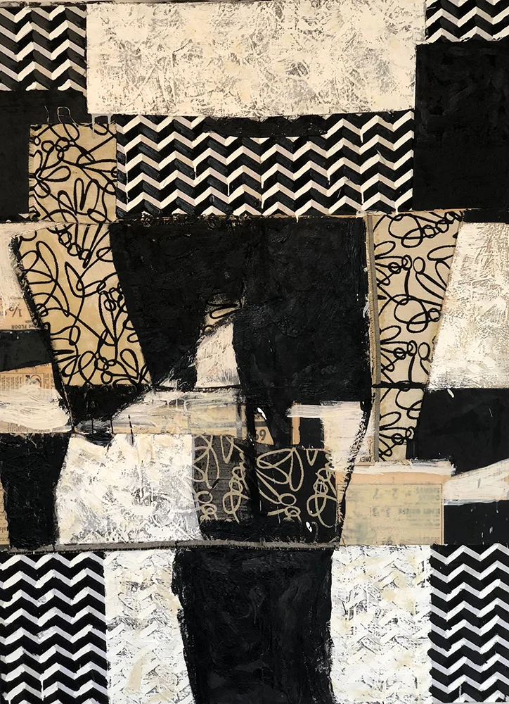 "Jim Dandy", 2018, encaustic and collage on board, 36" x 48" 