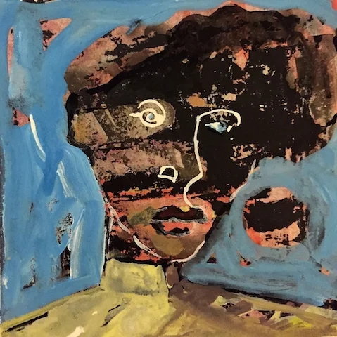 'Mindful" 4"X4" mixed media on rag board