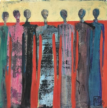 Sisters 6X6 mixed media SOLD