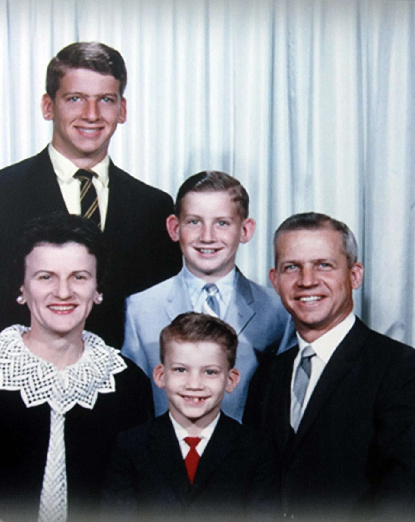 ^ The Morriss family in the mid to late ’60s posing for a church directory photograph.