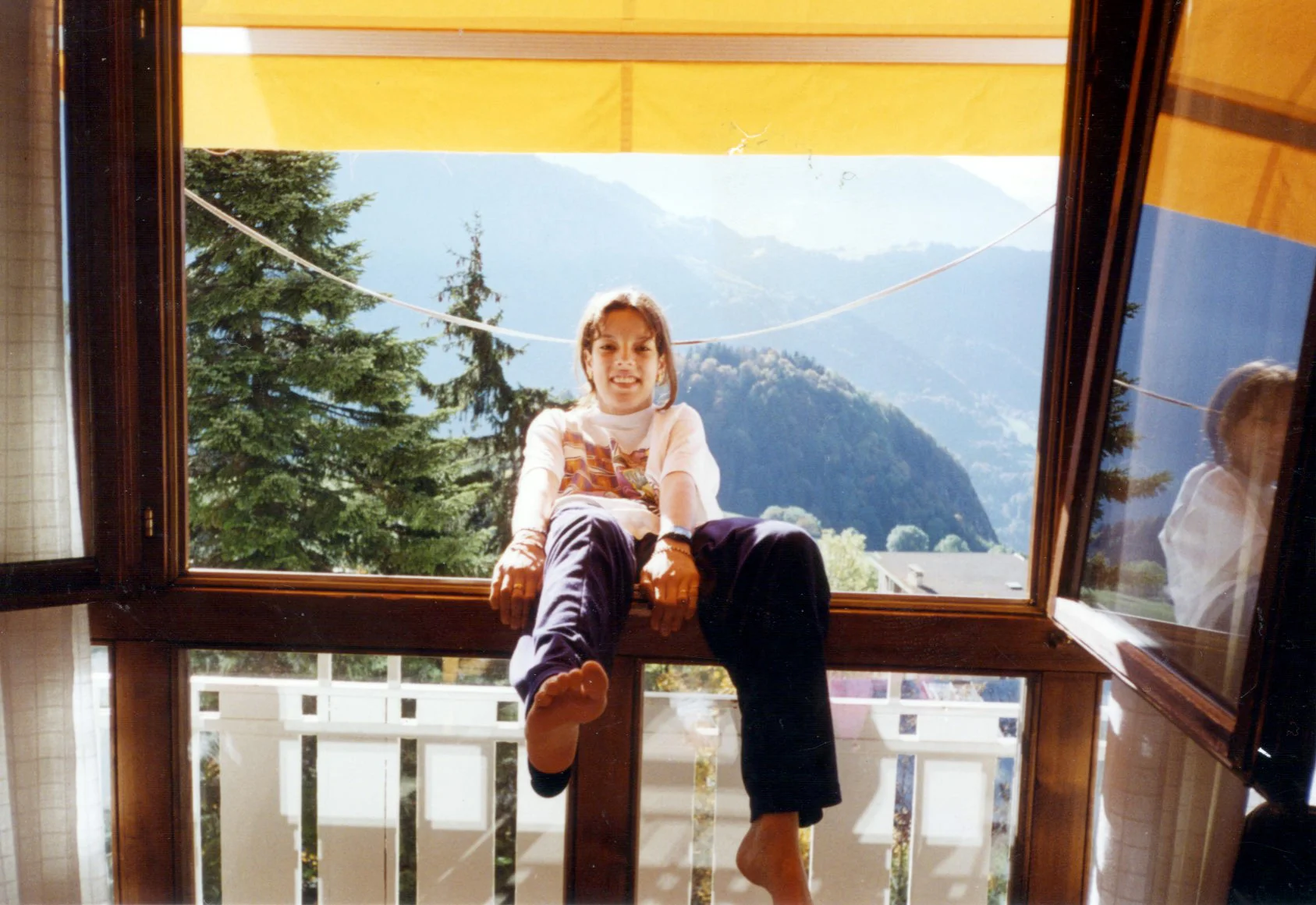 ^ Layla’s boarding school in Leysin, Switzerland, was literally in the Alps. This photo was taken in 1998, and she lived there for three years, calling it “the greatest adventure of my life.” 