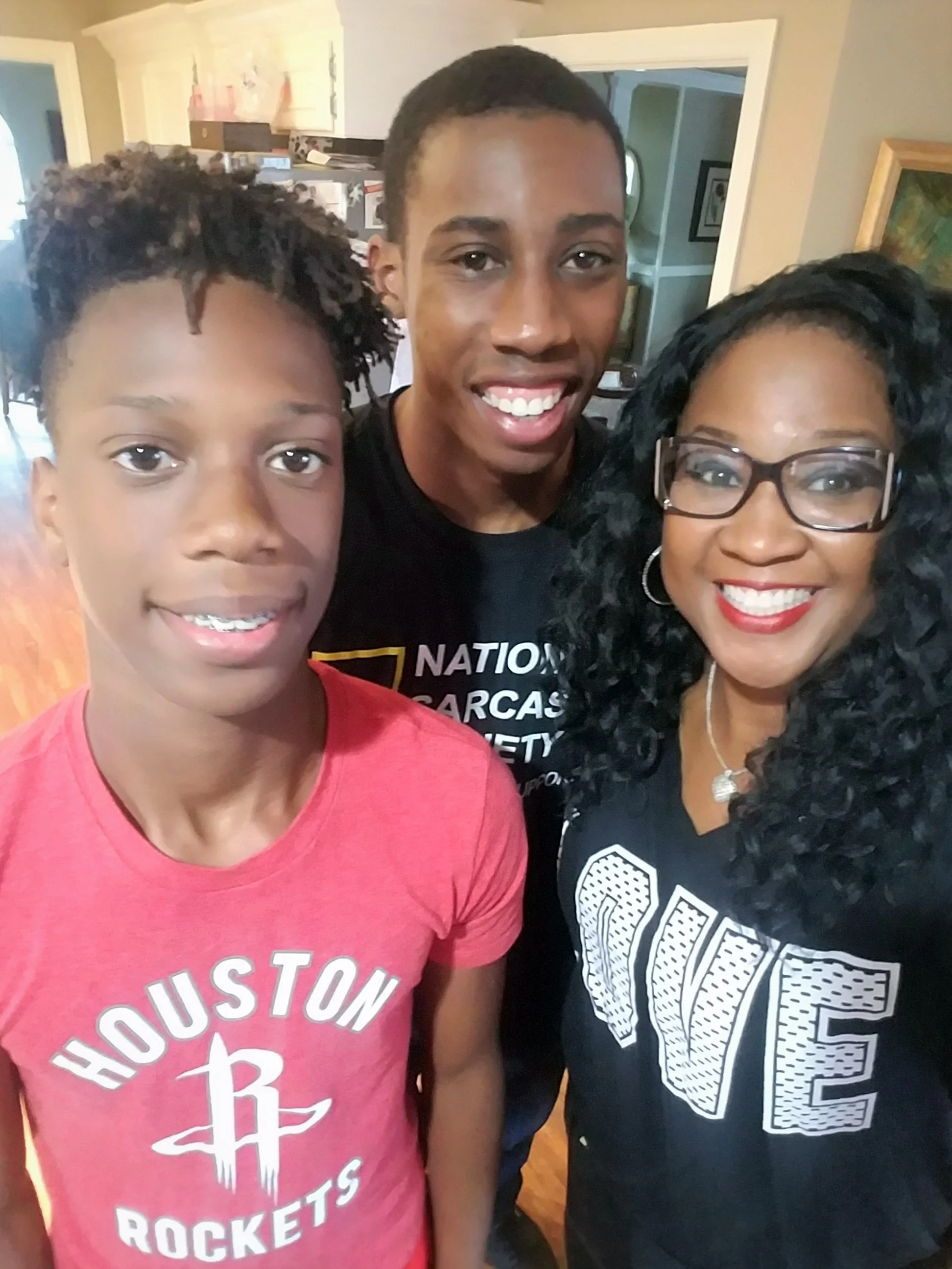Since Christian (center) has been Deployed to Qatar, this past June was the first time he has been able to visit his brother, Jamaal, and mother, Joyce, here in Texarkana. 
