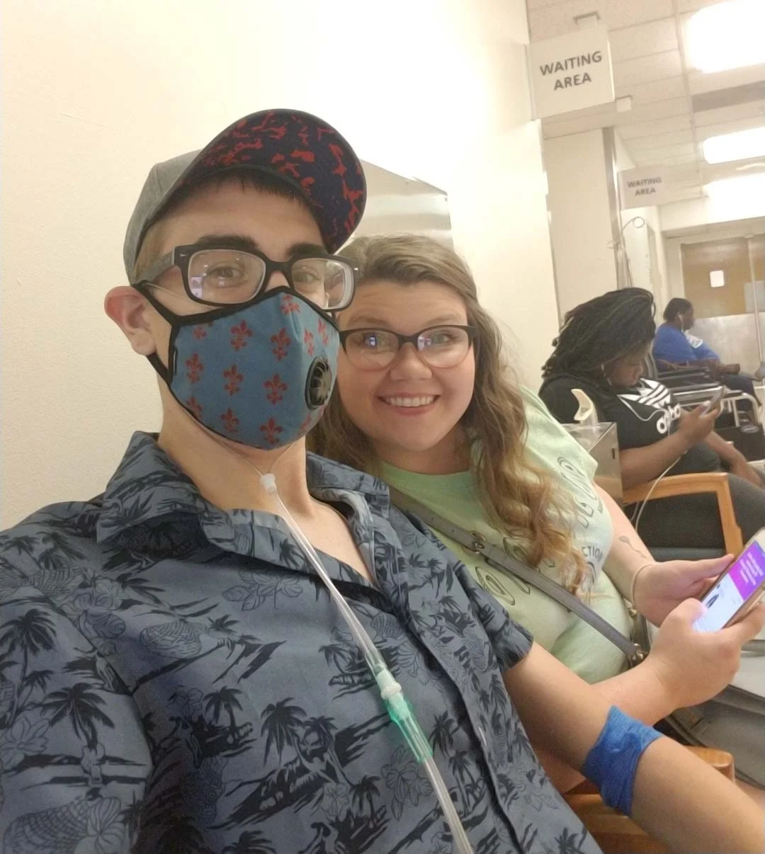 Chris and his wife, kimberly, at duke university hospital waiting to see doctor for part of his evaluation before his transplant.