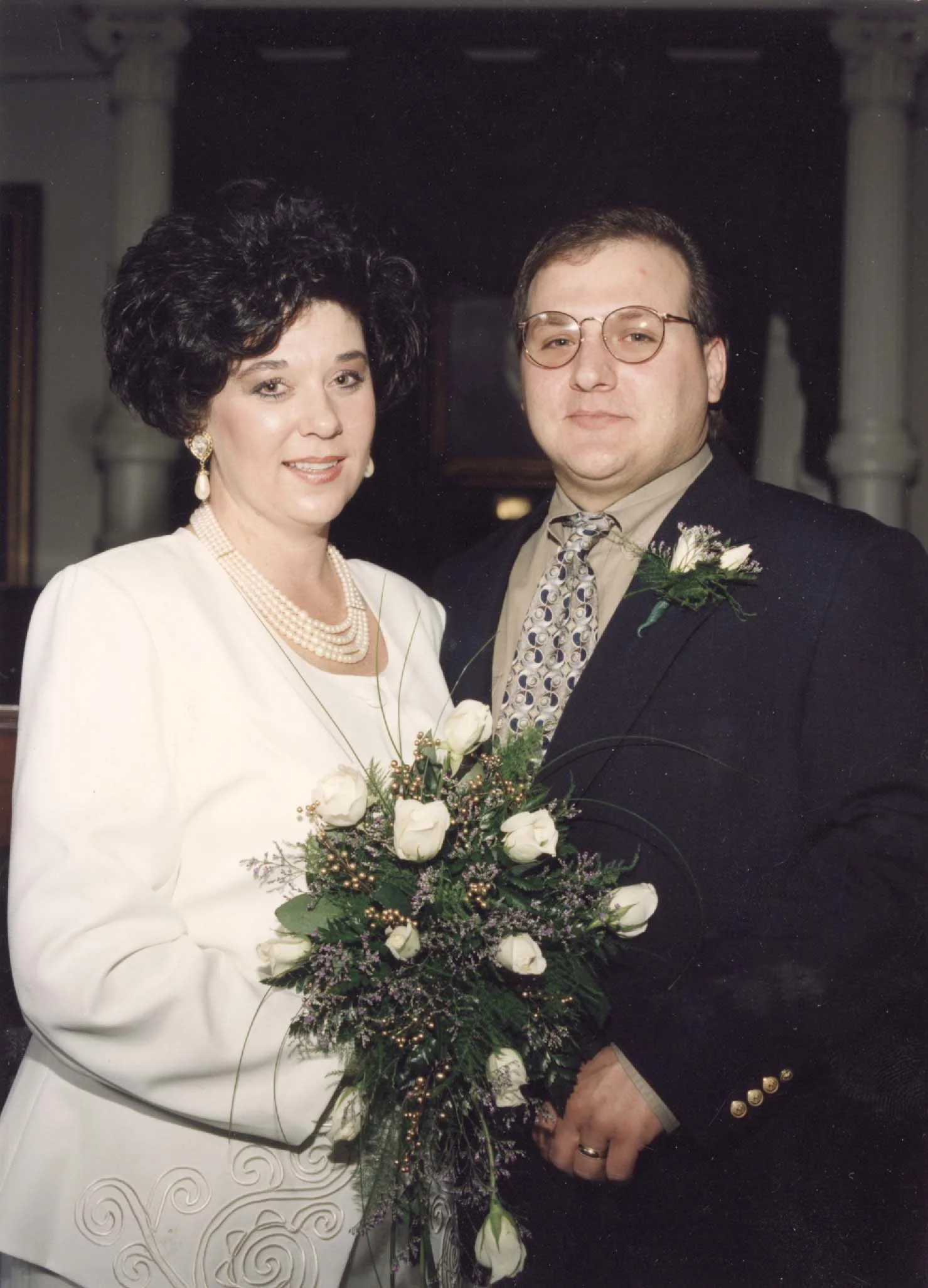 Tina and James in the Texas State Capitol Senate Chambers in Austin, Texas, on their wedding day, November 10, 1995.
