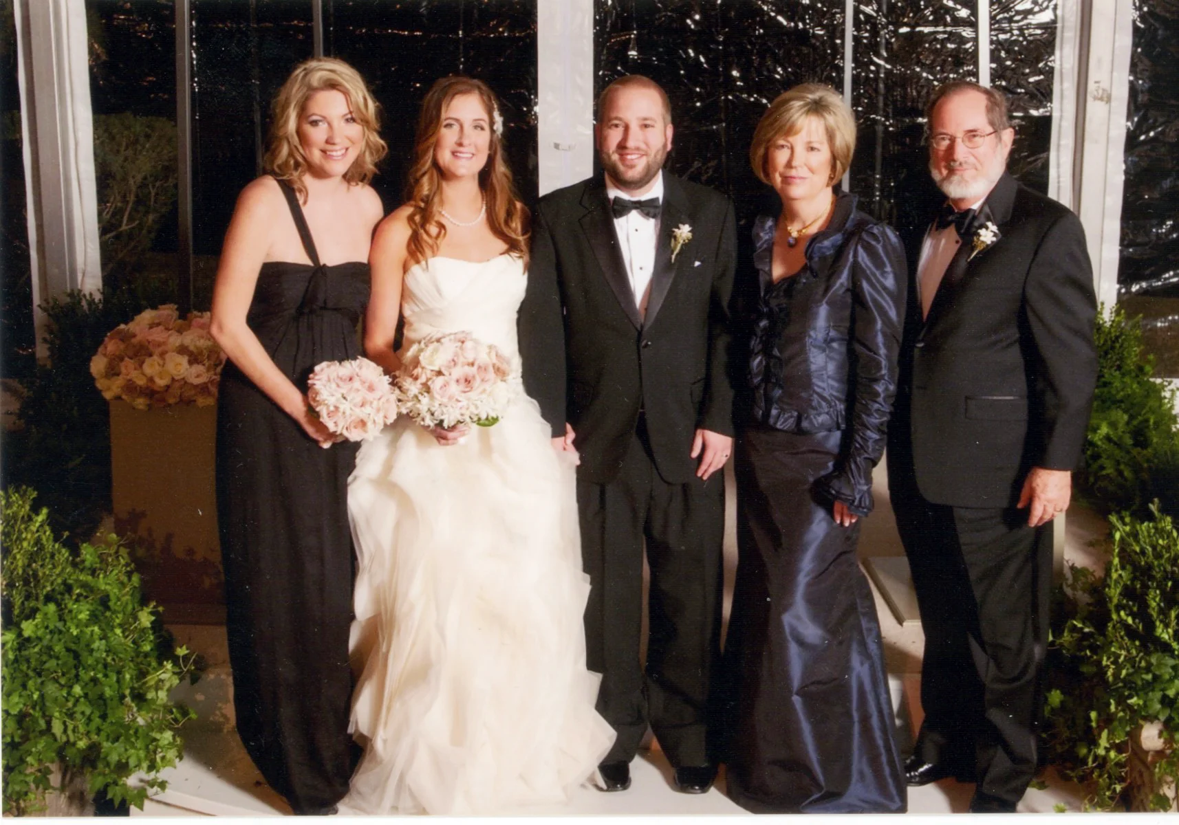 Kate, Jessica, Will, Emily, and Tom during Will and Jessica’s wedding in Austin, Texas, on December 29, 2012.