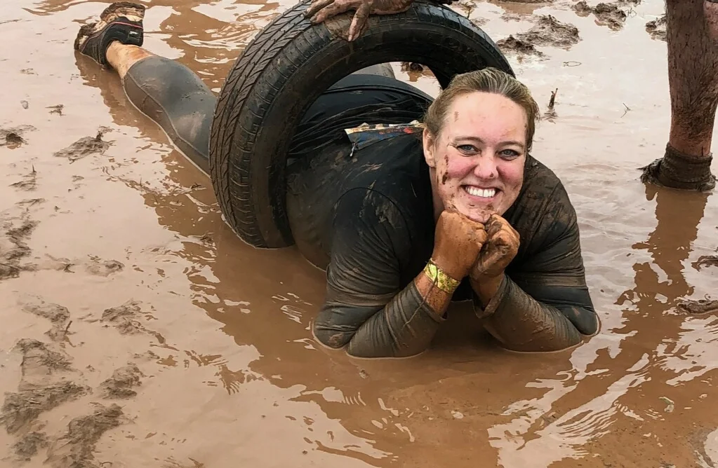 After losing 207 pounds, Terri participated in her first 5K, the Mud Run, last September. She overcame many emotions that day and worked through many obstacles that tested her both physically and mentally. She finished the race after climbing, crawling, swimming, slipping, and sliding through the many muddy obstacles.