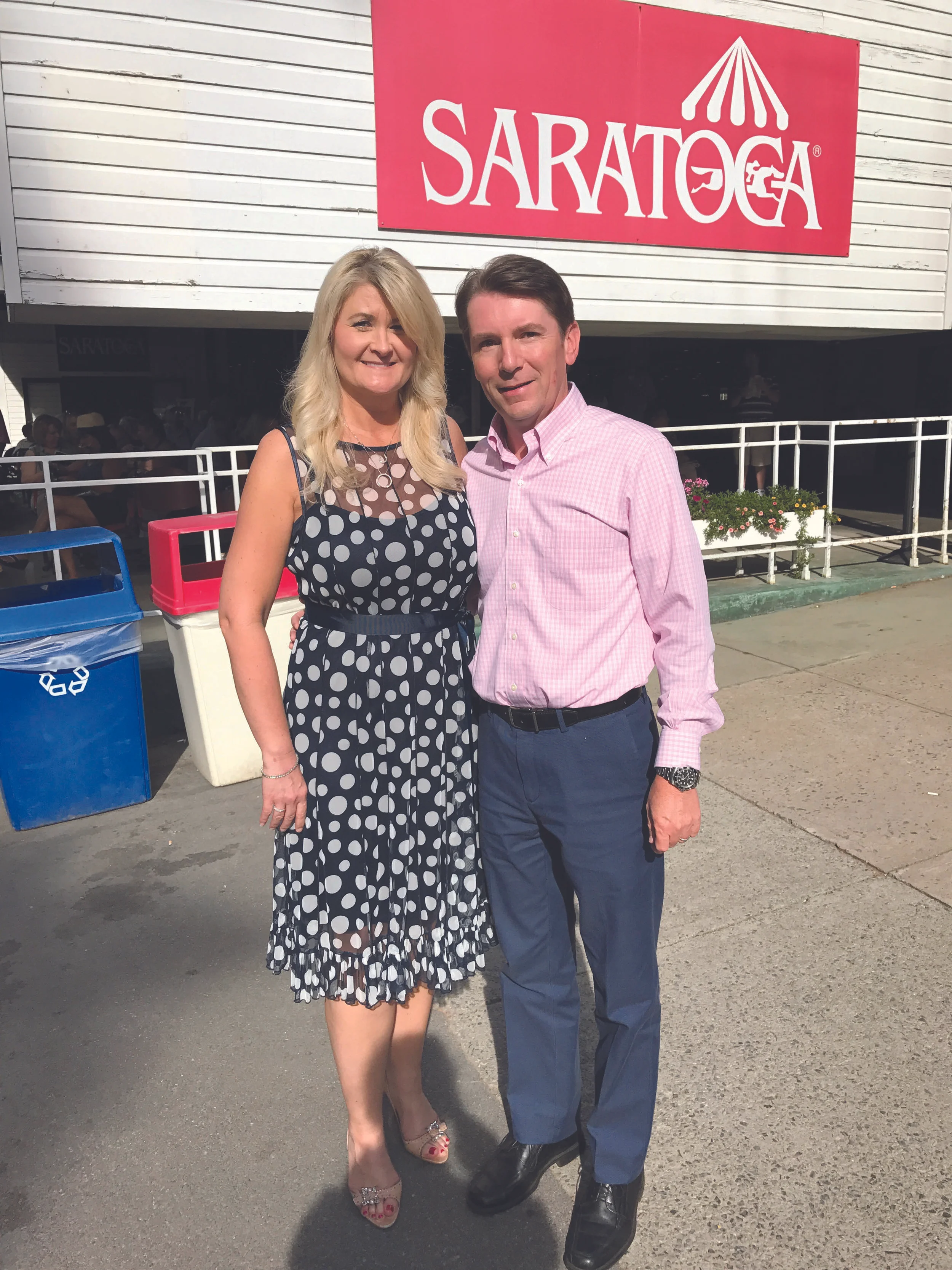 Lisa and Rob at the Saratoga race track, where they took Rob’s parents for a weekend-long celebration of their 50th wedding anniversary.